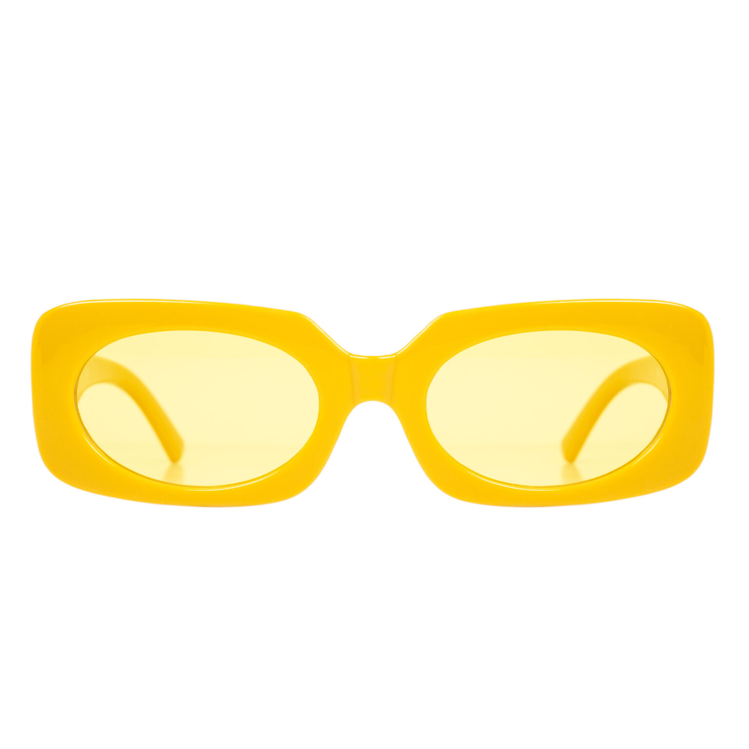 żółte okulary przeciwsłoneczne o prostokątnym kształcie