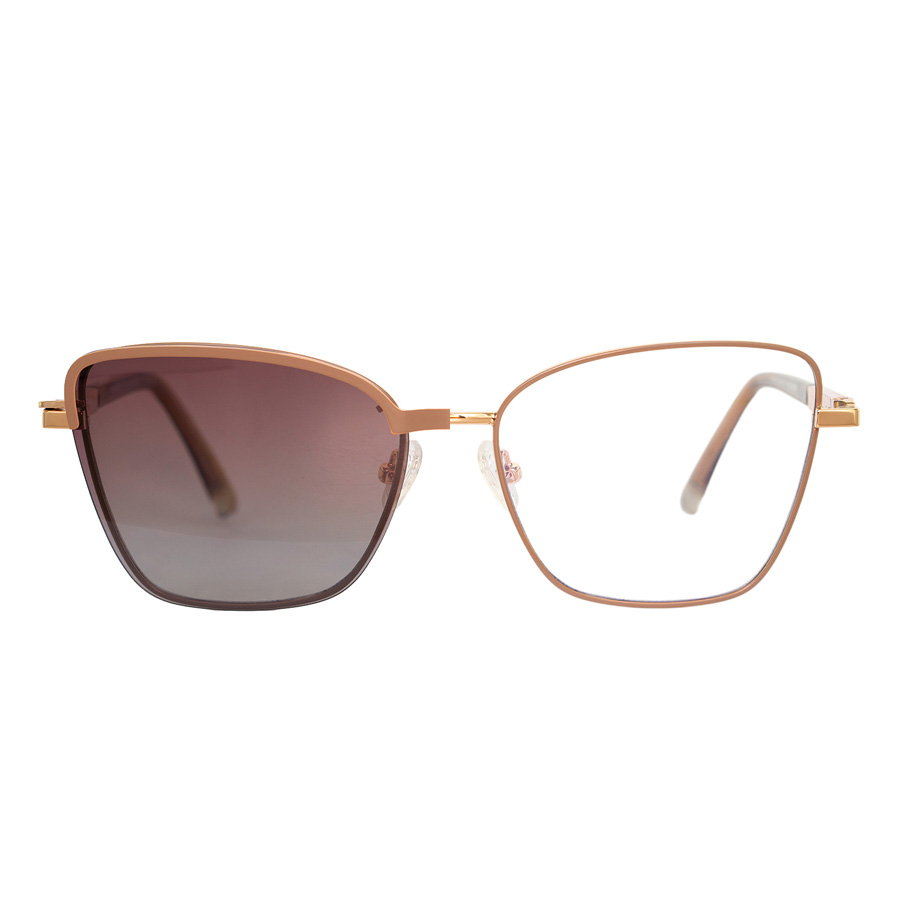 KAYA / brązowy / rose gold / + nakładka polaryzacyjna Clip-on